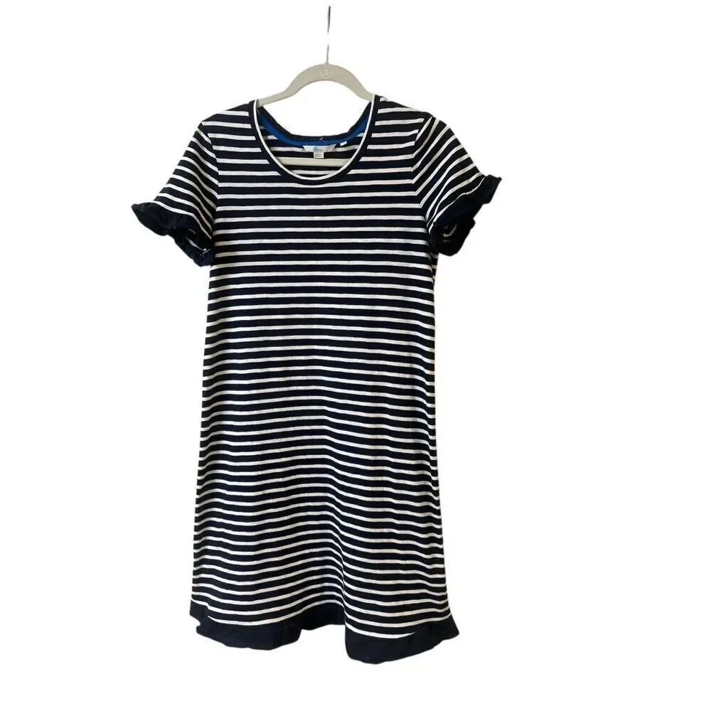 Boden Emily Jersey ruffle dress navy & white stripe US sz 8